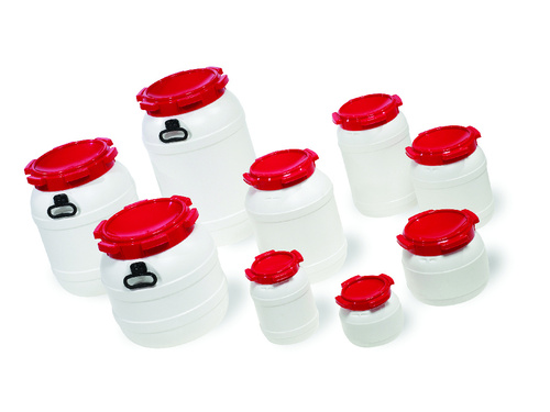 CurTec HDPE Wide Neck Drums With Red PP Lids, Qorpak®