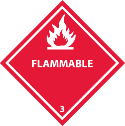 Dot Shipping Labels, Flammable 3, 4X4, Ps Vinyl, 25/Pk