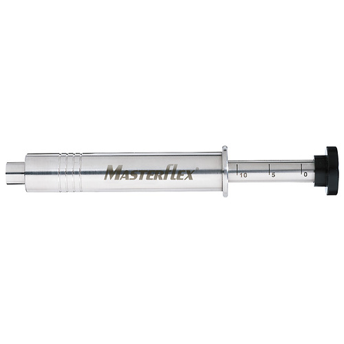 Masterflex® Stainless Steel Syringe, 20 mL, Viton® O-ring, 1/4" Swagelok®