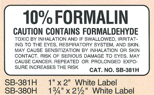 Spec warning labels, Formalin 
