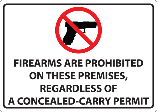 ZING Green Safety Concealed Carry Sign, Firearms Prohibited