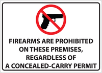 ZING Green Safety Concealed Carry Sign, Firearms Prohibited