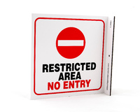 ZING Green Safety Eco Safety Projecting Sign, Restricted Area, ZING Enterprises