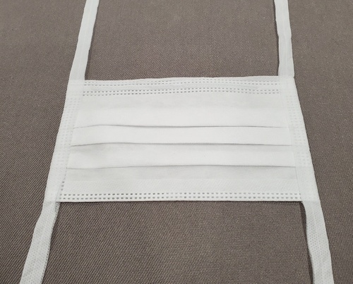Clean Room Face Mask (Non-Medical Use), Sewn, Tie Back 20in ties, Filter Media 95+ BFE, Colour: White, Metal Nose Piece, Size: Single Pleat 7x7in