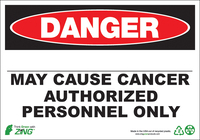 ZING Green Safety Eco GHS Sign, DANGER, Blank, Cancer