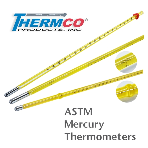 ASTM thermometer 7C -2 - 300C, Low distillation divisions 1.0C immersion -tal length 386mm mercury