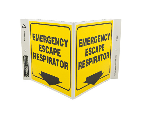 ZING Green Safety Eco Safety Projecting Sign, Emergency Escape Respirator