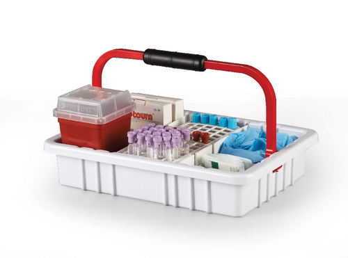 Blood collection tray, white, includes 60-place 17 mm tube rack - 1 each