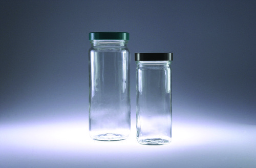 Wide Mouth Glass Bottles, Clear Tall Straight-Sided Round