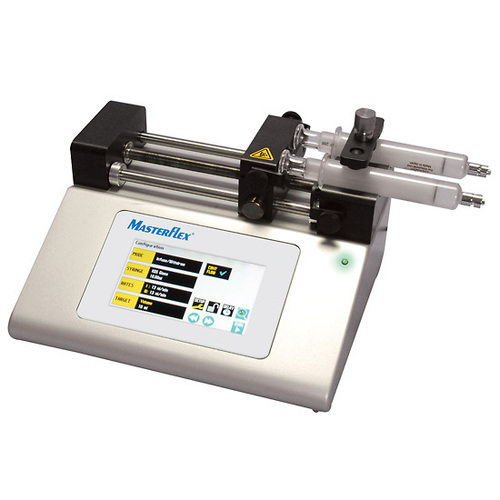 Masterflex® Touch-Screen Syringe Pump, Infusion/Withdrawal, Programmable, Two-Syringe, 0.58 pL/min to 11.70 mL/min; 100 to 240 VAC
