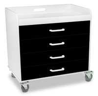 Compact Extra-Wide Non-Metal Locking Carts, 4-Drawer Polyethylene Polymer, TrippNT