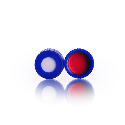 VWR Screw Cap, Blue, 9 mm, Polypropylene, Red PTFE/White Silicone