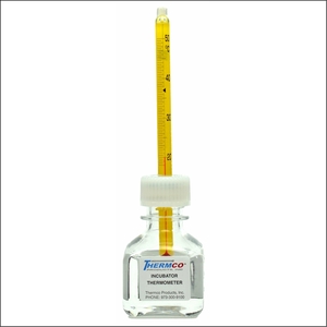 Thermco ACCI300S ACCU-SAFE Enclosed Chamber Bottle Spirit Filled  Thermometer for Incubators, 180mm Height, 15 to 30°C Range, 0.1°C Division