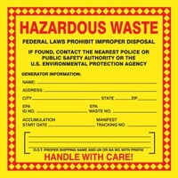 Shipping Label with Generator Information 'Hazardous Waste', New Pig