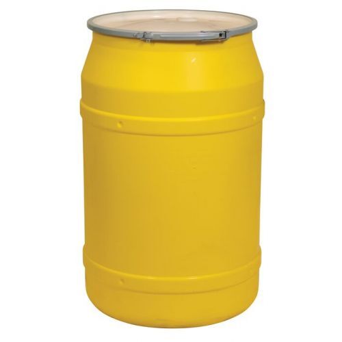Lab Pack Poly Drum, 55 Gal, Metal Lever-Lock, 1x2in 1x3/4in Bung Holes, Yellow, Dimensions, Exterior: 21in (53.3 cm) Top, 22.5in (57.2 cm) Bottom, 36.375in (92.4 cm) Height