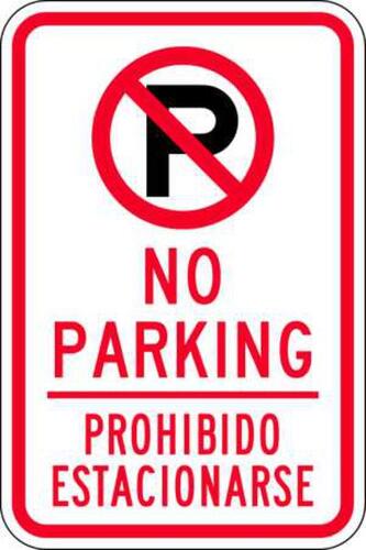 ZING Green Safety Eco Parking Sign, No Parking, Bilingual