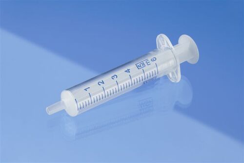 Syringe, Luer slip, 2-Part, disposable, Sterile, latex free, and contain no rubber, silicone oil, styrene or DEHP, Ideal for sensitive application requiring a sterile, inert, choice for any situation needing an inert, non-reactive syringe, plastic syringes are more chemically resistant, Volume: 5ml
