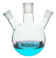 Eisco LabGlass® Distilling Flasks with 3 Angled Necks, Round Bottom, Interchangable Joints