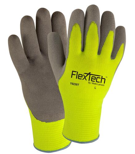 Glove hi vis synthetic knit lined with nitrile palm, madium, thermal lined