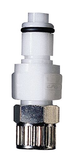 CPC (Colder) Quick-Disconnect Fitting, Compression Insert, Acetal, Valved, 1/4" Flow Size, 3/8" OD