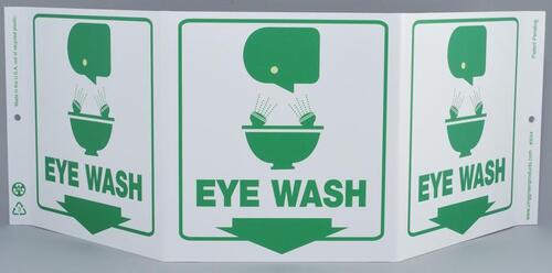 ZING Green Safety Eco Safety Tri View Sign, Eye Wash