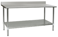 Spec-Master® Series Stainless Steel Backsplash Work Table, 14-Gauge Type 300 Series, with Galvanized Steel Base and Undershelf, Eagle MHC™