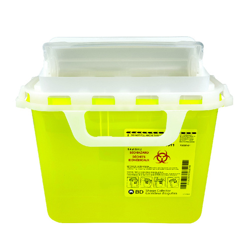 Container, Sharps, 5.1L, Durable, puncture-resistant containers designed for the safe disposal of used medical needles and other medical instruments