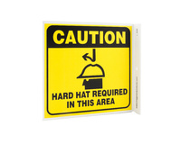 ZING Green Safety Eco Safety Projecting Sign, Caution Hardhat Area