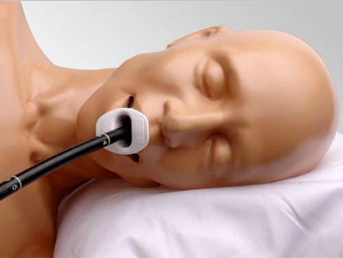 Transesophageal Echo and Transthoracic Echo Training Ultrasound Training Model. Building on the Transthoracic Echocardiography (TTE) Platform, this Model Includes an Articulating Head and Jaw with Realistic Esophagus and Stomach, Microfiber Cleaning Towel, Powder, Syringes, Red, Blue, and Clear