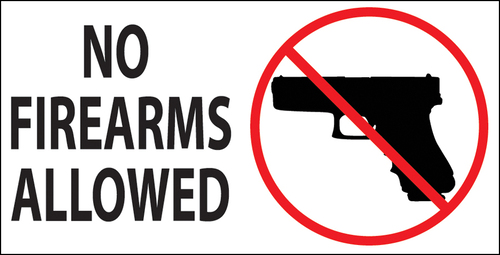 Sign No Firearms Allowed Window Decl 5X7in