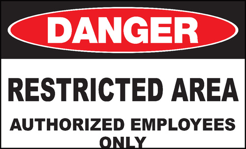 ZING Green Safety Eco Safety Sign DANGER Restricted Area Authorized Employees Only