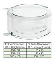 Jacketed Beakers/Baths, Low Form, Flat Bottom, Chemglass