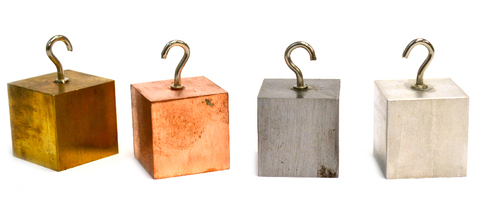 Lead-Free Density Blocks. Aluminum, Brass, Copper, Brass. 3.2Cm Cubes, With Hooks