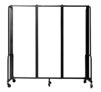 Room Divider, 6' Height, 3 Sections, Clear Acrylic Panels, National Public Seating