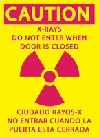 ZING Green Safety Eco Safety Sign, Caution X-Ray Area, English/Spanish
