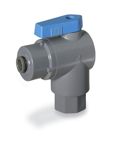 Masterflex® Ball valve, 2-way right angled, EPDM, 1/4" NPT(F) x 1/4" John Guest