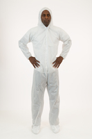 White SMS Coveralls with Attached Hood and Boot, International Enviroguard™