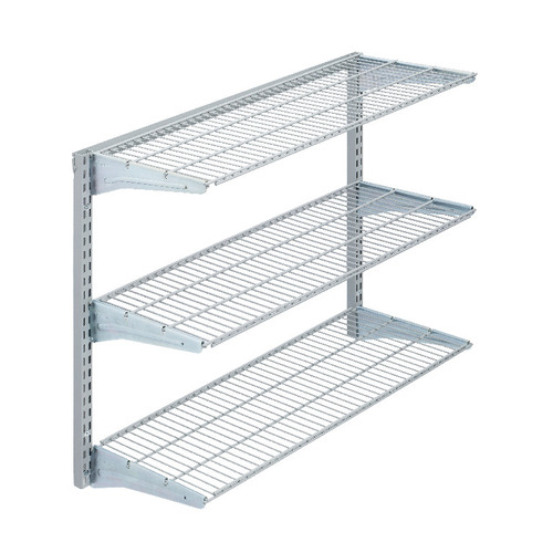 Wall Mount Shelving Units with Three Steel Wire Shelves and Mounting Hardware