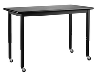 NPS® Steel Height Adjustable Science Lab Tables, HPL Top, Black, with Casters, National Public Seating