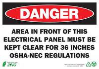 ZING Green Safety Eco Safety Sign, DANGER Electrical Panel