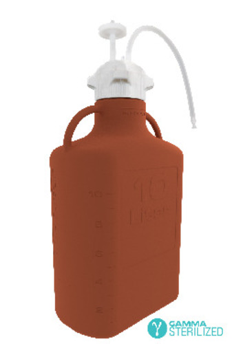 Vwr* Carboy Assembly, Single Use, Material: HDPE, Color: Amber, 83B Cap, TPE Tubing w/ Dip Tube, Gamma Sterilized, Autoclavable, USP Class VI, FDA Grade materials, Clear for high visibility of the product, High-impact strength, Leakproof, rectangular shape saves valuable bench space, Volume: 10L