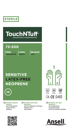 TouchNTuff® 73-500 Neoprene Gloves, Sterile, Ansell