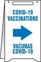 Fold-Ups® Floor Signs, 'COVID-19 VACCINATIONS' (English/Spanish), Accuform®