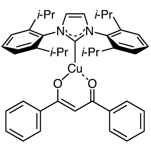 [1,3-Bis(2,6-diisopropylphenyl)imidazol-2-ylidene](1,3-diphenyl-1,3-propanedionato)copper(I) ≥98.0% (by titrimetric analysis)