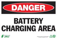 ZING Green Safety Eco Safety Sign, DANGER Battery Charging Area