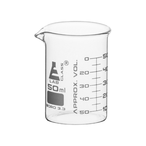 Beaker, 50ml - Borosilicate Glass, Low Form, ASTM - 5ml Graduations