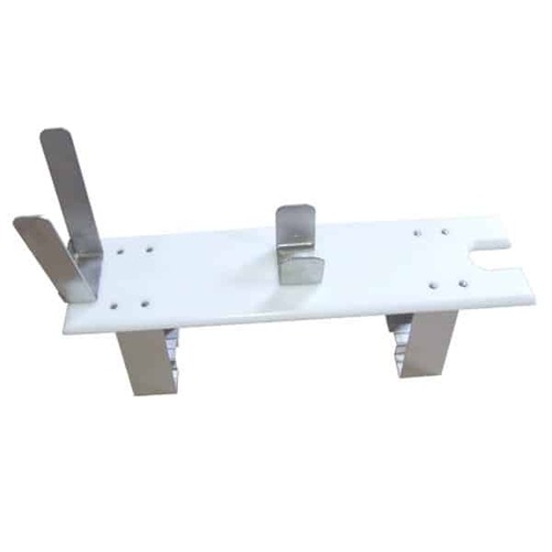 Amputation Dissecting Board, offers safe and secure dissection of any amputated limb specimen, securely sits on any table surface and heavy gauge stainless steel clamps hold any amputation specimen in place. Dimensions:  11in L (27 cm) x 6in W, Material:  PE with SS clamps, Color:  Opaque white