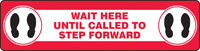 Social Distance Slip-Gard™ 6×24" Floor Sign: Wait Here to Step Forward - Red, Accuform®