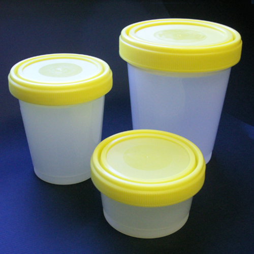 Container Histology, 500mL (16oz), polypropylene, Graduated, with Separate Yellow Screwcap