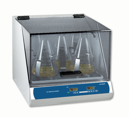 VWR* Shaking Incubator, designed with outstanding temperature and uniformity, standard rubber mat is includedfor use with tissue culture flasks, staining trays and other flat vessels, optional Magnetic Clamp System is available, 230V, Size: 10L High Capacity